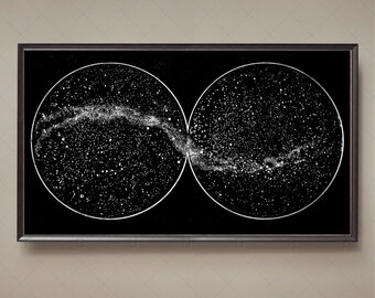 Celestial Star Chart Constellations, Northern Hemisphere, Southern Hemisphere, Andromeda Galaxy, Milky Way, Star Map, Star Guide, Wall Art