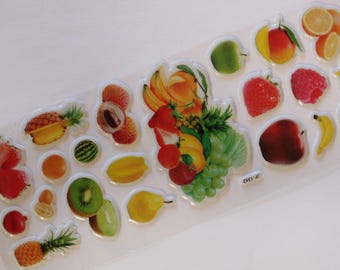 sheet of 21 fruit scrapbooking stickers