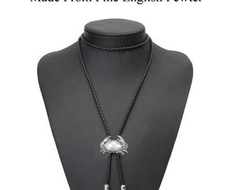Pewter Crab Necklace Western Cowboy Necktie Bolo Tie line dancing PPSS02 jewellery