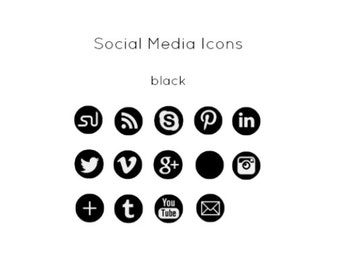 Black Social Media Icons - Instant Download
