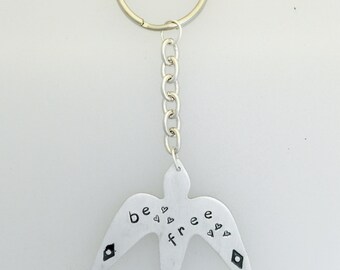 Be Free Soaring Bird Keychain-Vegan Gift-Birthday-Bird Lover-Personalized-Freedom-Anniversary-Gift-Bird Keychain