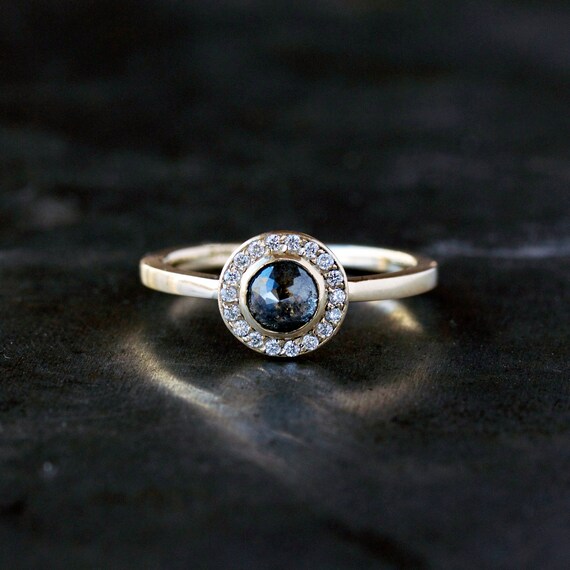 Rose Cut Diamond Ring Diamond Halo Ring Unique Engagement