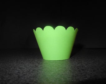 Bright Lime Green Cupcake Wrappers- Set of 12 SALE