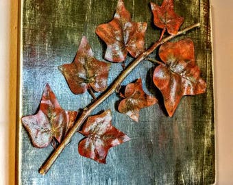 Tree limb and leaves wood canvas