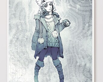 Harajuku Japanese Street Fashion Black & White Comic Manga ScreenTones Art Print