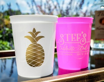 Pineapple Party Cups, Bachelorette Party Cups, Pineapple Cups, Plastic Party Cups, Custom Plastic Cups, Plastic Wedding Cups, Party Favors