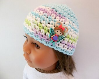 18 inch Doll Crochet Hat Aqua & White Flutterbug Accessories Toys