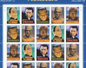 Qty of 20 Classic Movie Monsters 32 cent 1997 vintage postage stamps, These stamp are in excellent unused condition.