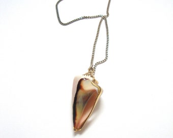 Vintage Shell Necklace : spiral shell vintage gold dipped seashell necklace