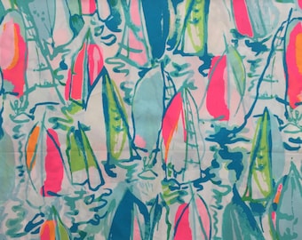 multi beach and bae poplin cotton fabric square 17"x17" ~ lilly summer 2017 ~ lilly pulitzer