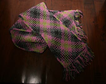 Pink Argyle Scarf with Fringe