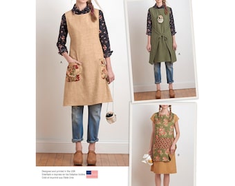 Misses' Dottie Angel Apron Dress and Reversible Tabard Sewing Pattern, Simplicity 8230- New Uncut US Sizes: XS -XL