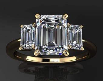 kennedy ring - 1.75 carat emerald cut NEO moissanite engagement ring,