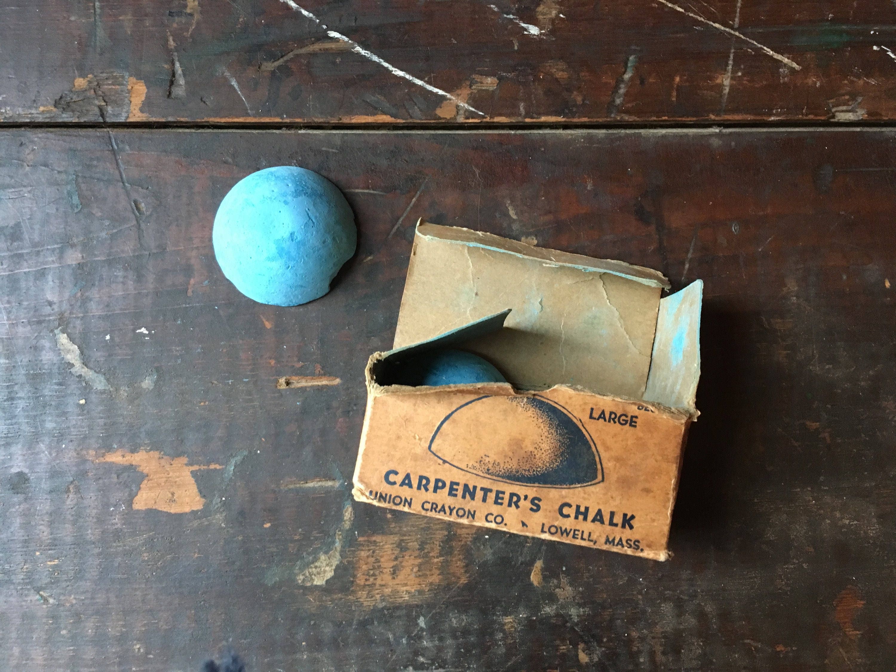 Antique Carpenters Chalk And Original Box Carpenters Gift