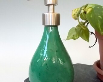 Jade Hand Blown Art Glass Vanity Soap / Lotion Dispenser by Rebecca Zhukov