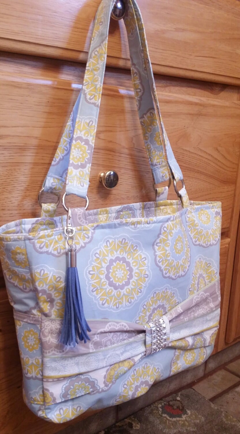 Handbag Shoulder Bag Blue Grey Yellow studs magnetic