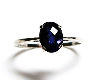 Iolite, iolite ring, checkerboard ring, solitaire ring, blue, blue ring, s 7 1/2 "Joyful"