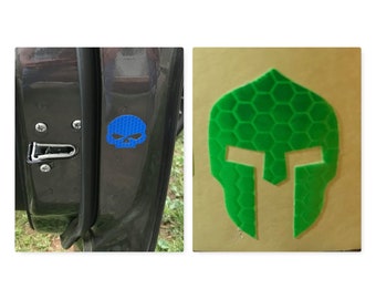 REFLECTIVE SKULL or SPARTAN Helmet Sticker Made for Vehicle Doors, Motorcycles, Helmets, Trailers, rv's, Safety, stick them anywhere 5 inc.