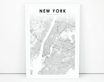 new york map print new york city nyc ny usa map art poster city
