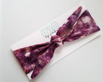Vintage Inspired Head Scarf Galaxy - Headband Purple Milkyway