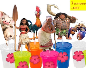 Moana Centerpiece, moana printables, Moana Cake topper, Moana Party, Instant Download, You print, 60% OFF