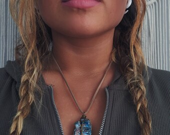 Blue Raw Apatite Stone necklace