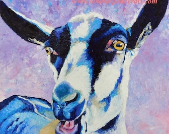 Original Oil Painting Alpine Goat 12"x12" painted by knife