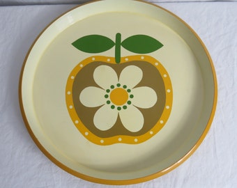Vintage Country Fair Apple and Flower Barware Serving Tray