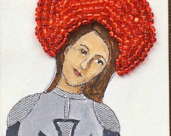 Saint Joan of Arc Patron Saint of Soldiers Small Original Painting