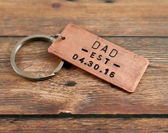 New Dad Gift Dad Keychain New Fathers Day Gift Personalized Gift for Dad Keyring Perfect Gift for Dad Keychain copper New Daddy Key Chain