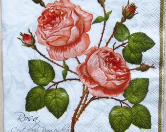 decoupage paper napkins Decoupage paper Napkin for decoupage Rose Flowers Pink rose