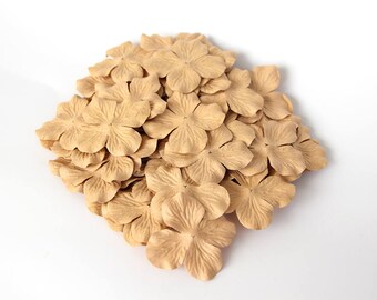 100 pcs - Beige Mulberry Paper Hydrangeas - Wholesale pack