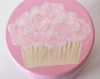 Hand Painted Love Boxes Pink Cupcake Box Wood