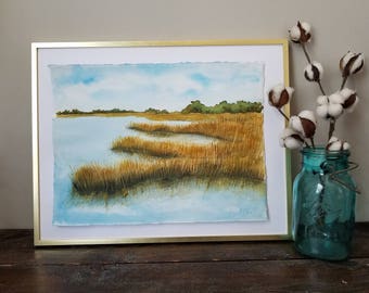 Watercolor Marsh Painting