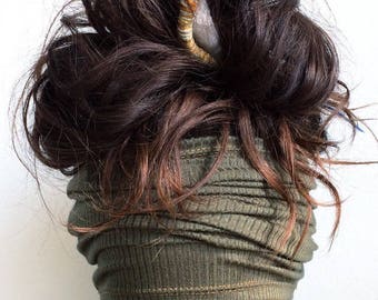 Olive Headband | Dreadband, Hair Tube, Dread Sock, Loc Wrap, Wide Head Band | Long band, Dreadlock, Updo, Hair Wrap | Eco Friendly Headband