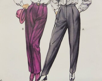 HIGH WAIST SLACKS Pattern • Kwik Sew 1575 • Miss 14-20 • Tapered Leg • Pleated Pants • Sewing Patterns • Womens Patterns • WhiletheCatNaps