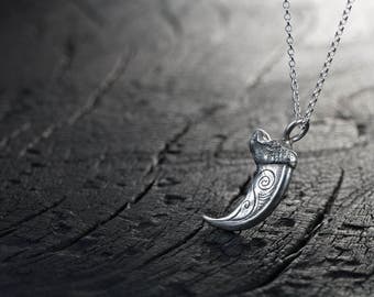 Silver Black Bear Claw Pendant