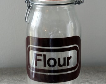 Vintage Flour Glass Container Pantry Storage Style Farmhouse Boho Canister Kitchen Utensil
