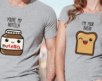 Nutella shirt / pärchen t-shirts / couples t shirt / couples gift set / couple shirt / his and hers shirts / just married shirts