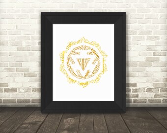 Solar Plexus Chakra - Manipura 3rd Chakra Typography Printable Art