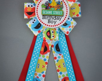 Sesame Street Birthday Pin, Sesame Street Party Pin, Sesame Street Pin, Sesame Street Corsage, Sesame Street Birthday Party Favor