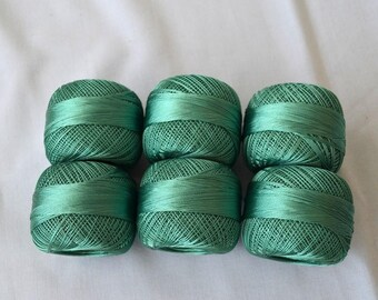 oya crochet thread, Turkish lace, crochet polyester size 50 blue green thread, Eldivenli brand haakgaren for needle no 21 / 0,55 - 20 gr