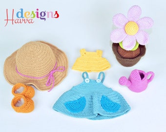 Crochet Pattern - Mia The Gardener (Just clothes and accesories)