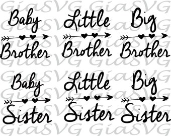 Baby Brother / Sister SVG, Little Brother / Sister SVG, ready to cut files for Cricut - Silhouette etc, family svg, dxf, png, eps format