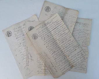 French Antique Manuscripts, Shabby French Chic, Old Documents , Notaires Beautiful Handwriting , Curlicues, Old Parchment,