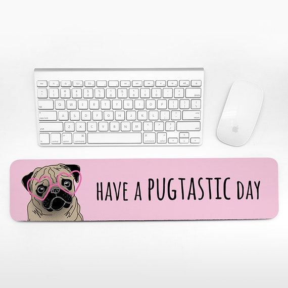 Pug Keyboard Wrist Rest Pad, Pink Wrist Keyboard Rest, Dog Wrist Pad for Keyboard Pad, Cute Desk Decor for Women, Cubicle Decor for Women