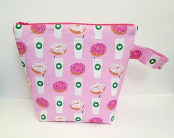Knitting Project Bag, Coffee Project Bag, Large Project Bag, Project Bag for Knitting, Crochet Bag, Starbucks Project Bag, Travel Pouch