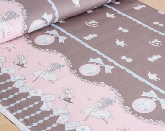 Shinzi Katoh | Japanese fabric - kawaii Usagi Alice - oxford cotton - gray - 1/2 YD