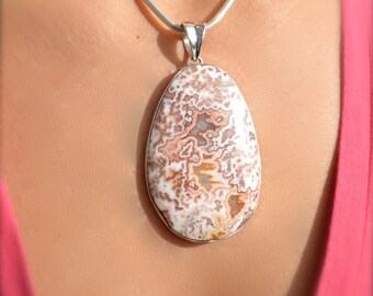 Pretty Pastels Crazy Lace Agate Pendant // Agate Jewelry // Sterling Silver // Village Silversmith