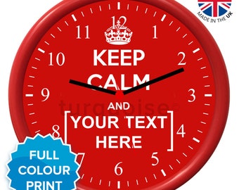 Personalised Keep Calm & Carry On Red Wall Clock | Round
